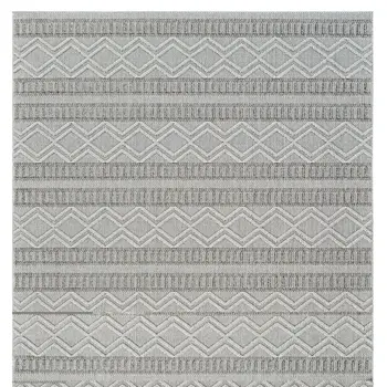 8' Beige And Gray Striped Distressed Indoor Outdoor Runner Rug