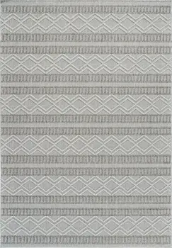 4' X 6' Beige And Gray Striped Distressed Indoor Outdoor Area Rug