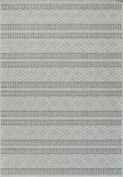 8' X 11' Beige And Gray Striped Distressed Indoor Outdoor Area Rug