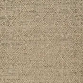 7' X 10' Beige and Brown Geometric Distressed Indoor Outdoor Area Rug