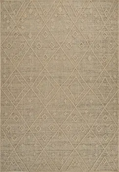 8' X 11' Beige and Brown Geometric Distressed Indoor Outdoor Area Rug