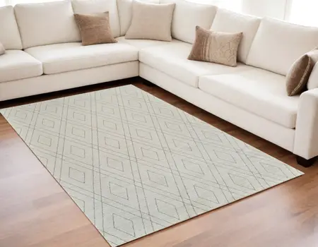 5' X 8' Beige and Gray Abstract Non Skid Area Rug