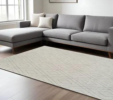 8' X 11' Beige and Gray Abstract Non Skid Area Rug