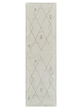 8' Cream and Beige Abstract Non Skid Runner Rug