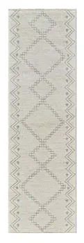 8' Cream And Beige Abstract Distressed Runner Rug