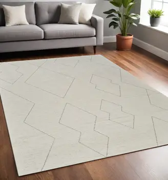 5' X 8' Cream and Beige Abstract Distressed Area Rug