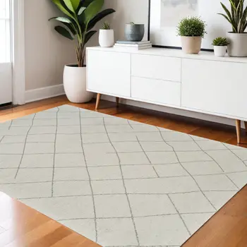 4' X 6' Cream and Beige Abstract Distressed Area Rug
