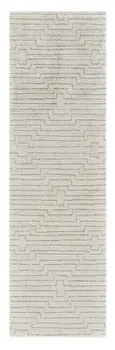 8' Cream And Beige Abstract Distressed Runner Rug