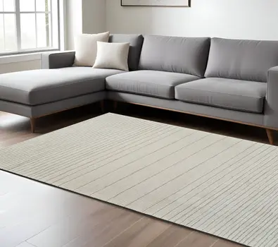 8' X 11' Cream and Beige Abstract Non Skid Area Rug