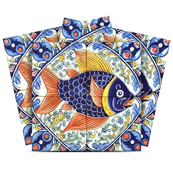 12" x 12" Blue Goldenrod Orange and White Smoke Amir Mosaic Peel and Stick Removable Tiles