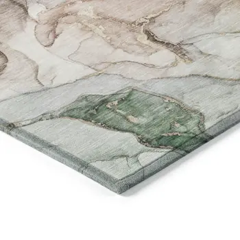 8' X 10' Gray and Gold Abstract Washable Non Skid Indoor Outdoor Area Rug