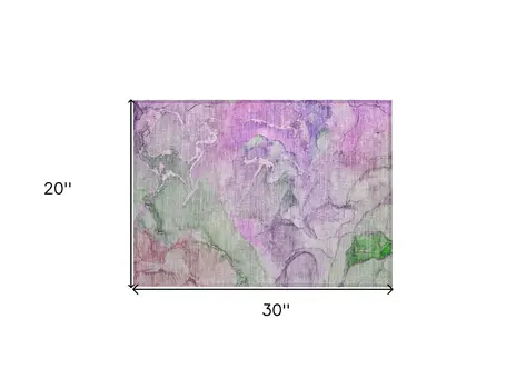 2' X 3' Purple Abstract Washable Non Skid Indoor Outdoor Area Rug