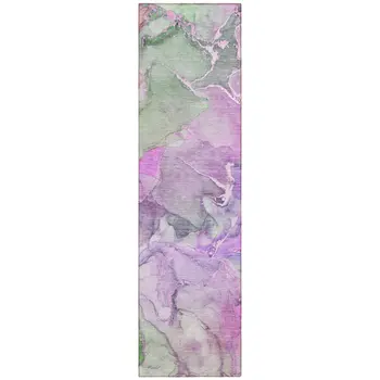 8' Runner Purple Abstract Washable Non Skid Indoor Outdoor Runner Rug