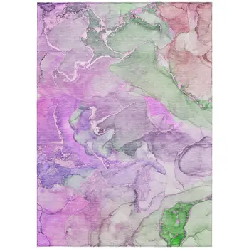8' X 10' Purple Abstract Washable Non Skid Indoor Outdoor Area Rug