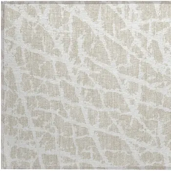 2' X 3' Beige and Ivory Abstract Washable Non Skid Indoor Outdoor Area Rug