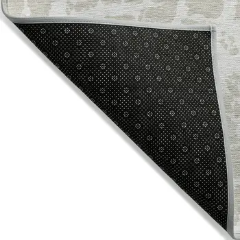 8' Runner Beige and Ivory Abstract Washable Non Skid Indoor Outdoor Runner Rug