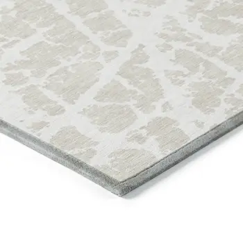 9' X 12' Beige and Ivory Abstract Washable Non Skid Indoor Outdoor Area Rug