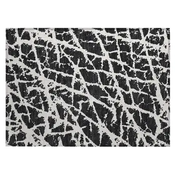 2' X 3' Black and White Abstract Washable Non Skid Indoor Outdoor Area Rug