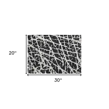 2' X 3' Black and White Abstract Washable Non Skid Indoor Outdoor Area Rug