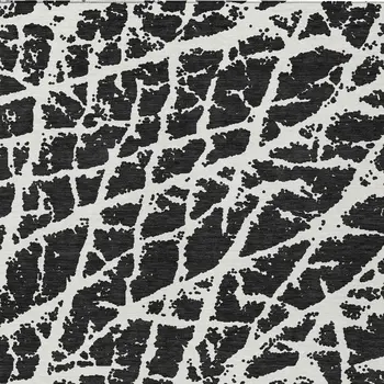 3' X 5' Black and White Abstract Washable Non Skid Indoor Outdoor Area Rug