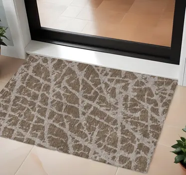 2' X 3' Brown Abstract Washable Non Skid Indoor Outdoor Area Rug