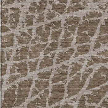 3' X 5' Brown Abstract Washable Non Skid Indoor Outdoor Area Rug
