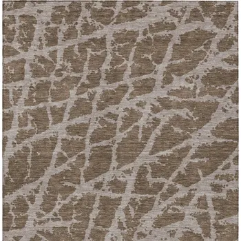 3' X 5' Brown Abstract Washable Non Skid Indoor Outdoor Area Rug