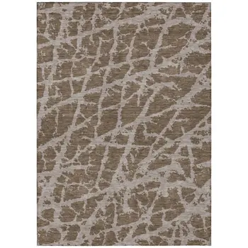 9' X 12' Brown Abstract Washable Non Skid Indoor Outdoor Area Rug