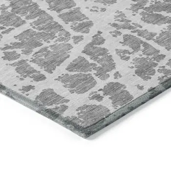 3' X 5' Charcoal Abstract Washable Non Skid Indoor Outdoor Area Rug