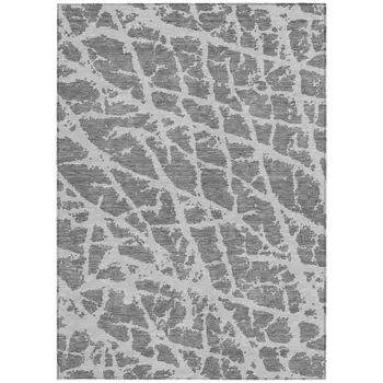 8' X 10' Charcoal Abstract Washable Non Skid Indoor Outdoor Area Rug