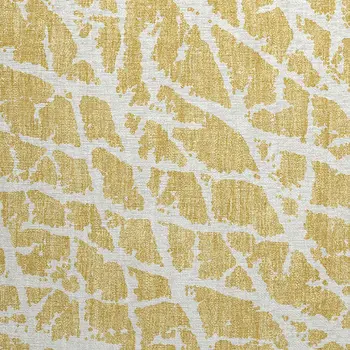 2' X 3' Gold and White Abstract Washable Non Skid Indoor Outdoor Area Rug