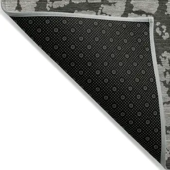 3' X 5' Gray and Black Abstract Washable Non Skid Indoor Outdoor Area Rug