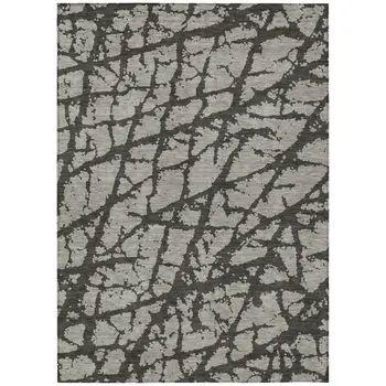 8' X 10' Gray and Black Abstract Washable Indoor Outdoor Area Rug