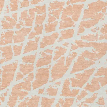 3' X 5' Peach and Ivory Abstract Washable Non Skid Indoor Outdoor Area Rug
