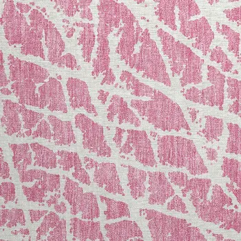 2' X 3' Pink and Ivory Abstract Washable Non Skid Indoor Outdoor Area Rug