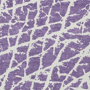 3' X 5' Purple and White Abstract Washable Non Skid Indoor Outdoor Area Rug