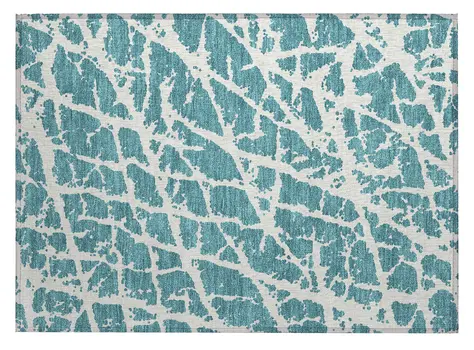 2' X 3' Teal Abstract Washable Non Skid Indoor Outdoor Area Rug