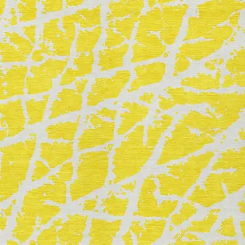 3' X 5' Yellow and White Abstract Washable Non Skid Indoor Outdoor Area Rug