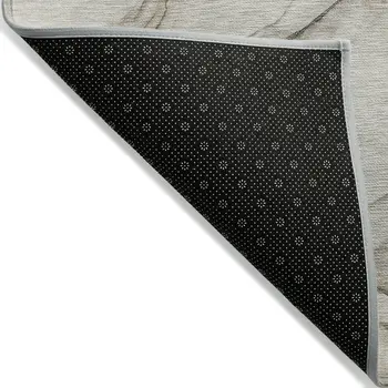 8' Runner Beige and Gray Abstract Washable Non Skid Indoor Outdoor Runner Rug