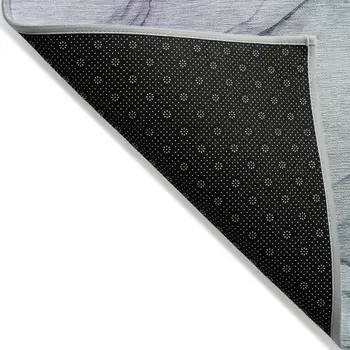 3' X 5' Blue and Gray Abstract Washable Non Skid Indoor Outdoor Area Rug