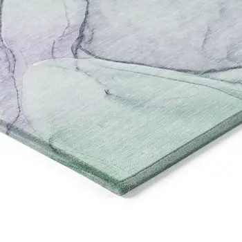 3' X 5' Blue and Gray Abstract Washable Non Skid Indoor Outdoor Area Rug