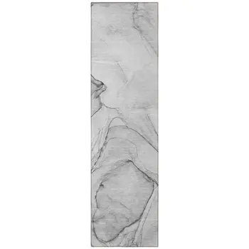 8' Runner Gray Abstract Washable Non Skid Indoor Outdoor Runner Rug
