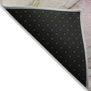 5' X 8' Pink Abstract Washable Non Skid Indoor Outdoor Area Rug