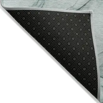 2' X 8' Teal and Gray Abstract Washable Non Skid Indoor Outdoor Runner Rug