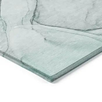 3' X 5' Teal Abstract Washable Non Skid Indoor Outdoor Area Rug