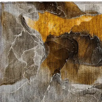 2' X 3' Brown and Gray Abstract Washable Non Skid Indoor Outdoor Area Rug