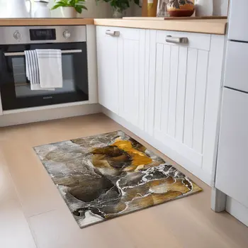 2' X 3' Brown and Gray Abstract Washable Non Skid Indoor Outdoor Area Rug