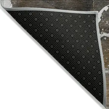 8' Runner Brown and Gray Abstract Washable Non Skid Indoor Outdoor Runner Rug