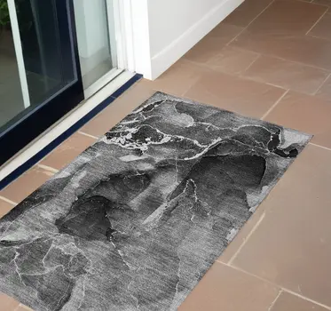 3' X 5' Black Gray and White Abstract Washable Non Skid Indoor Outdoor Area Rug