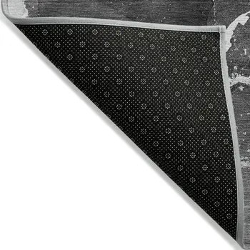 3' X 5' Black Gray and White Abstract Washable Non Skid Indoor Outdoor Area Rug